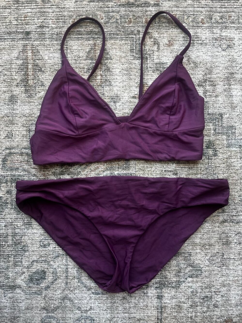 Bikyni Sangria The Long Line Bikini Top & The Hipster Bottom Burgundy Size M Set